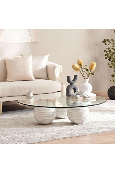 PAN HOME Veneto Coffee Table Marble - White