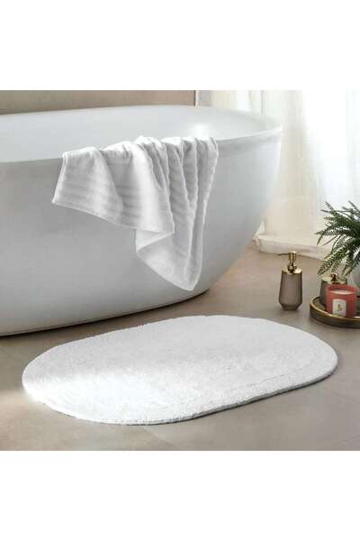 PAN HOME Hydrosoft Reversible Cotton Oval Bathmat 60x100cm - White
