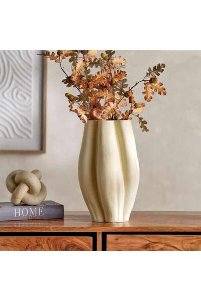 PAN HOME مزهرية ديكور من البولي ريزين من هاران 22x20x34.5 سم - بيج
