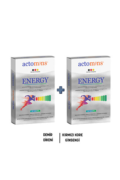 actomins Energy Tribulus, Ginseng, L-arjinin İçeren Gıda Takviyesi 2' li Paket