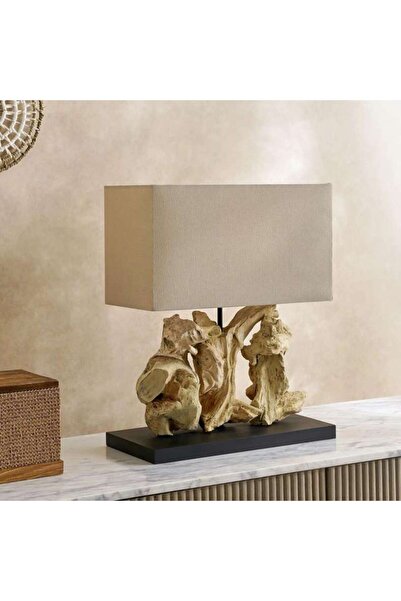 PAN HOME Aragon E27 Wooden Art Table Lamp 40x20x50cm - Natural