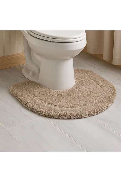 PAN HOME Room Essentials 2 Piece Set Oval Bathmat 50x80 And 50x45 Cm- Beige