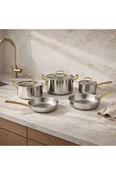 PAN HOME طقم أواني طهي سيروس ثلاثي الطبقات من الفولاذ المقاوم للصدأ مكون من 8...