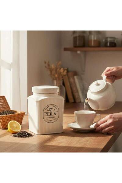 PAN HOME Lenosa Tea Canister 700ml -white