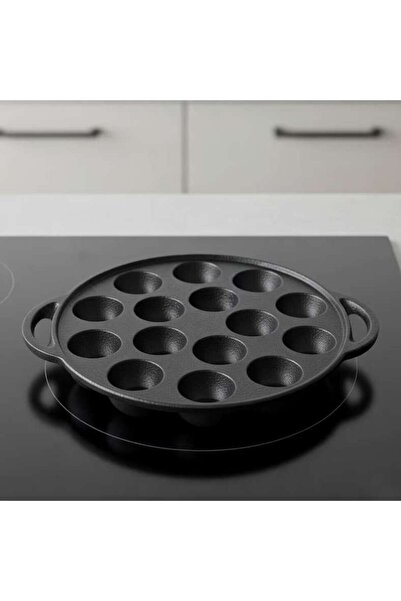 PAN HOME Ferric Cast Iron 15 Compartment Takoyaki/paniyaram Pan Dia23x2.6cm -...