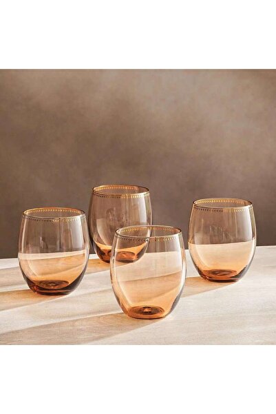 PAN HOME Elven 4-piece Dof Glass Set 460ml -amber