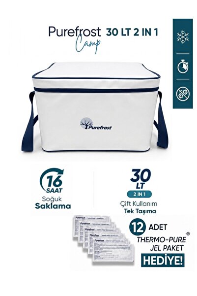 PUREFROST PF30 Kamp Buzsuz Soğutucu Çanta, 30lt 16Saat Soğuk Tutma+12Adet TP ...