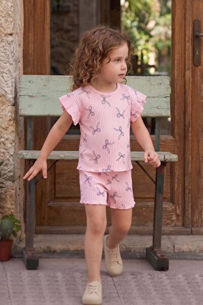 Fulla Moda Set de 2 pantaloni scurți pentru fete, cu model panglică și tiv te...
