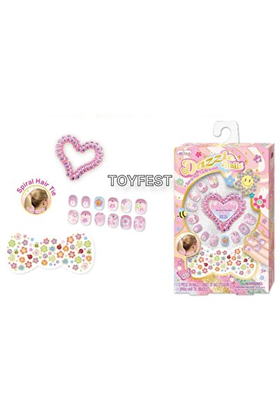 TOYFEST Renkli Stickers lı Çocuk Takma Tırnak Seti ve Toka & Bileklik