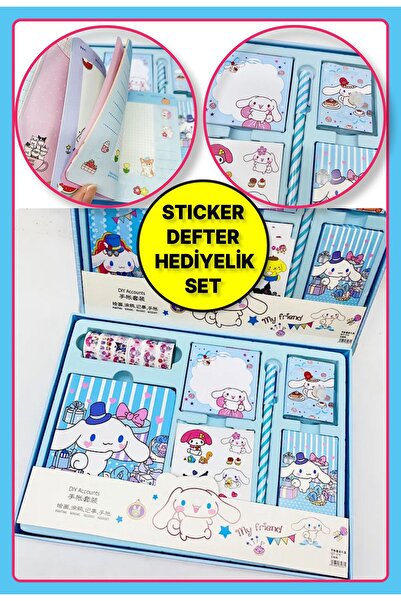 TOYFEST Sanrio Cinnamoroll Kawaii Anime Defter + Notluk + Sticker + Blok Not+...