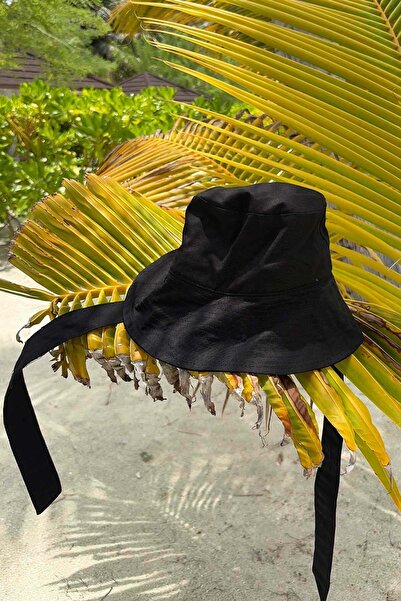 Ka Hijab Bağlama Detaylı Bucket Şapka - Siyah