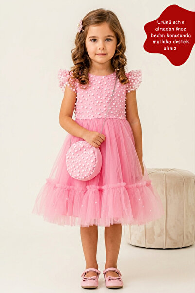 Eray Kids Rochie de seara pentru fete cu volane cu geanta de perla