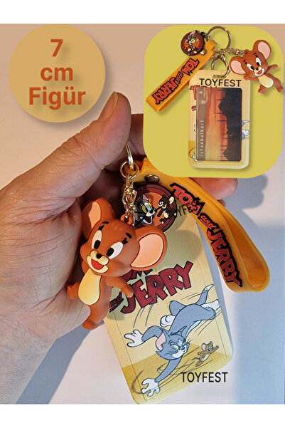 TOYFEST توم وجيري - سلسلة مفاتيح من السيليكون الناعم مع شكل فأر جيري، ملحق حق...