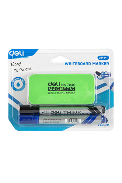 Deli KIT TABLĂ ALBĂ (ERASOR + 2 MARKERE)