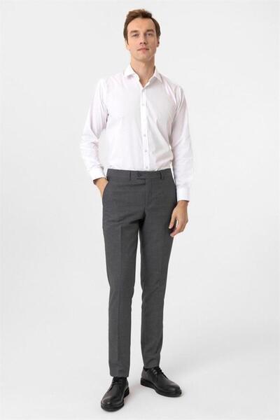 SÜVARİ Gri Slim Desenli Pantolon