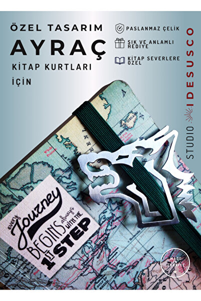 Şamanik Kurt Figürlü Metal Broş Zoro, Kitap Ayracı ve Para Klipsi