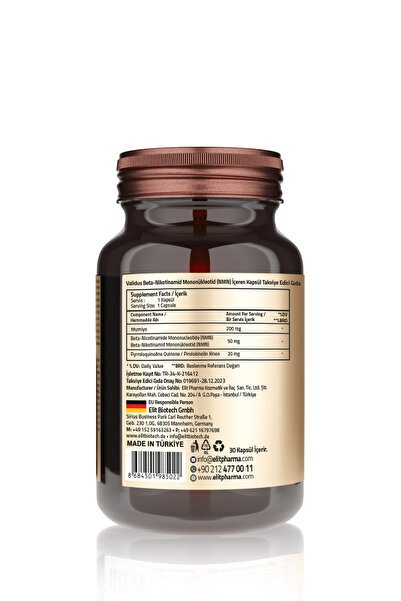 Validus NMN 50 mg + Mumiyo 200 mg + PQQ 20 mg 30 Capsules