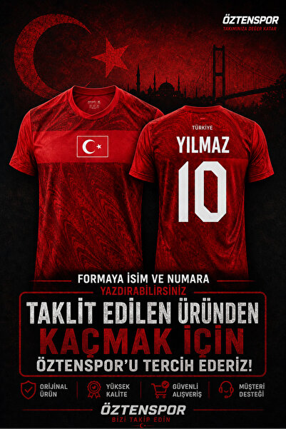 Genel Markalar Türkiye Forması Kırmızı Desenli Kısa Kollu Futbol Forması Unis...