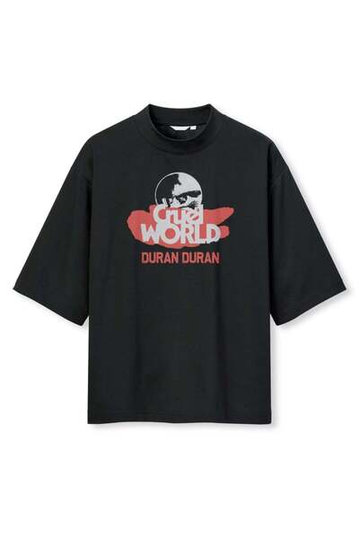 buzagi tasarım ürünleri Duran Duran Digital Print Oversize Black Unisex T-Shirt