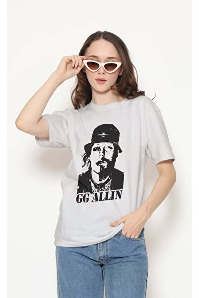 buzagi tasarım ürünleri Gg Allin Regular Fit Unisex White T-Shirt