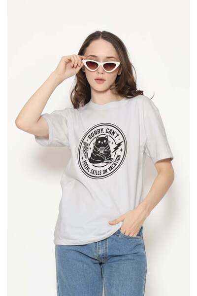 buzagi tasarım ürünleri Sarkastik Regular Fit Unisex White T-Shirt