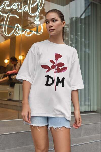 buzagi tasarım ürünleri Depeche Mode Oversize Unisex White T-Shirt