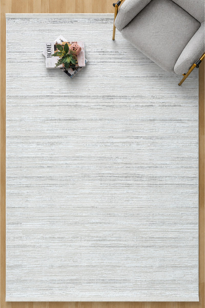 SARAZ HALI Bambum Soft 1002 Gri Düz Desen Modern Bambu Saten Kaymaz Taban Yık...