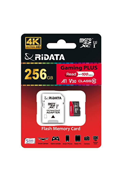 ridata Card de memorie microSDXC 256GB UHS-I U3 V30 A1 pentru Gaming, Smartph...