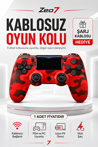 Zeo7 PS4 Kol Kablosuz Oyun Kolu Titreşimli Joystick Tablet Telefon PC Uyumlu