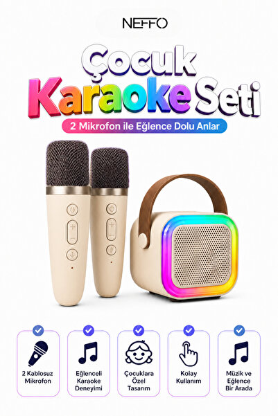 NEFFO Bluetooth Karaoke Mikrofon ve Taşınabilir Hoparlör | Çok İşlevli Müzik ...