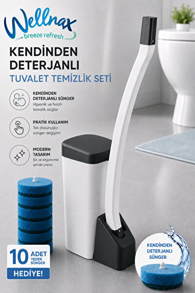 Wellnax breeze refresh Özel Tuvalet Temizlik Seti ve Kullan At 10 Adet Deterj...