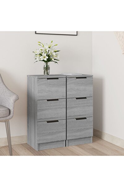 Concept Servante, 2 buc., gri sonoma, 30x30x70 cm, lemn prelucrat
