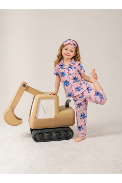 ARB Kız Çocuk Stıtch Desenli Düğmeli Pijama Takımı