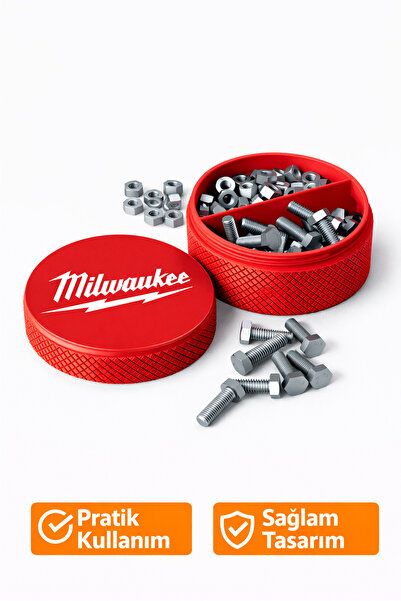 Yapı3D Milwaukee Logolu Vida ve Somun Organizer Kutusu – Çok Bölmeli Hırdavat...