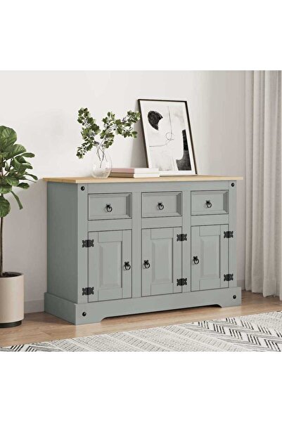 Concept Servantă Corona, gri, 112x43x78 cm, lemn masiv de pin