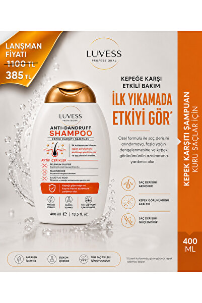 Luvess Professional Kepek Karşıtı Şampuan 400 ml | Selenyum Sülfit + Niacinam...