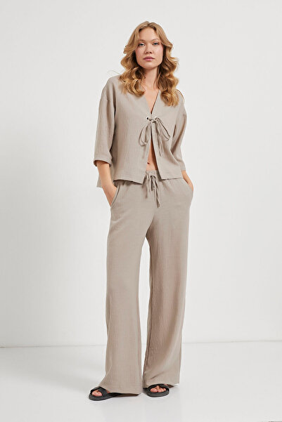 Arma Life Women's Elastic Waist Cotton Mink Baggy Loose Trousers