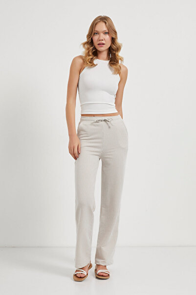 Arma Life Pantaloni crem elastici cu dungi pentru femei