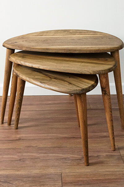 vornom Ercol Style Masif Gerçek Ceviz Ağacı Zigon Orta Sehpa Takımı