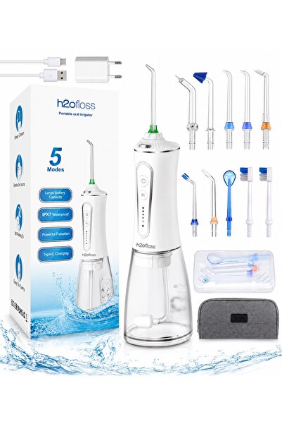 h2ofloss Irigator Oral Profesional pentru Dus Bucal H2ofloss® Premium, 10 duz...