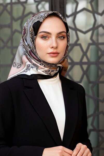 Vissona %100 Twill Türk Motifi  Desenli Pudra - Bej Renkli 90x90 Eşarp Dikim ...