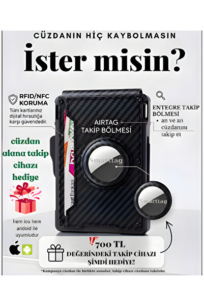 REVEA Takip cihazlı akıllı cüzdan %100 deri ve mekanizmalı