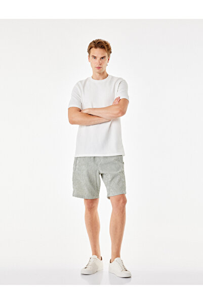 Koton Striped Regular Fit Summer Shorts with Pockets and Lace-Up Waist