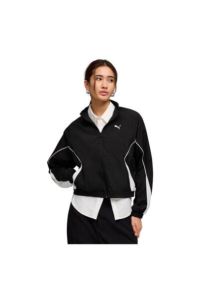Puma 691864-01 سترة نسائية رياضية منسوجة مريحة باللون الأسود