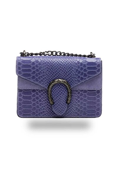 TORO NERO Geantă de damă din piele naturală violet închis, Dalia, mică