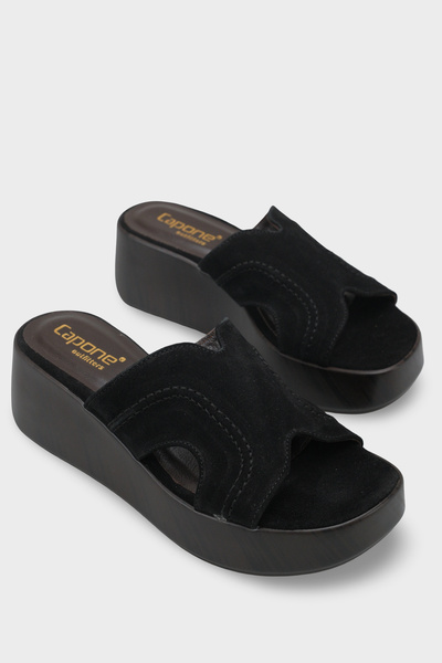 Capone Outfitters Genuine Leather Suede Wedge Heeled Women's Sandals
