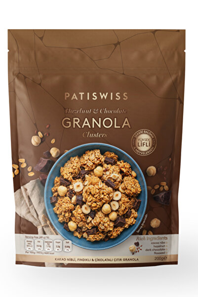 Patiswiss Kakao Nibli, Fındıklı, Çikolatalı Granola, 200G