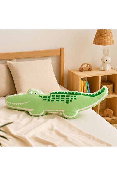 BM GİFT DESİGN Pernă pufoasă, în formă de crocodil, pentru copii, 50x9 cm