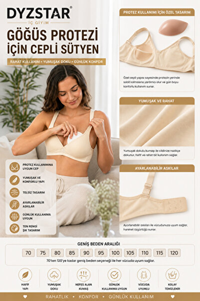 Generic Brand Pocketed Bra for Breast Prosthesis Comfortable to Use Soft Text...