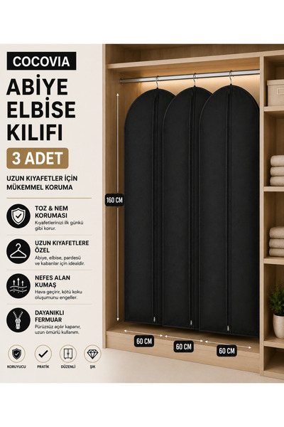 Genel Markalar ( 3 ADET ) Abiye Elbise Kılıfı  Fermuarlı Elbise Kılıfı Gamboç...